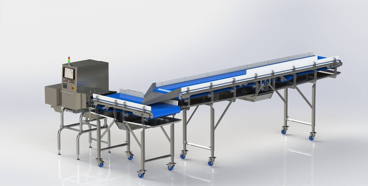 Conveyor with X-ray control unit